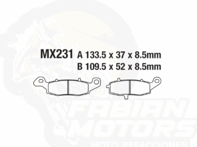 BALATAS DISCO MX2 MX-F049 SNT (231) P/ GSX-600 KATANA '98-'06, P/ VULCAN CLASSIC '06 DEL. DER.