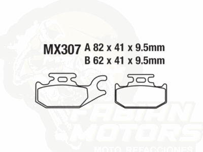 BALATAS DISCO MX2 MX-F102 SBP (307) P/ YFM-400 '00-'01, P/ YFM-450 '03-'07 TRAS., P/ OUTLANDER-330 '04-'05