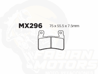 BALATAS DISCO MX2 MX-F112 SBP (296) P/ CBR 600 F4 '96-'06 DEL., P/ CBR 600 '03-'04 DEL., P/ ZXR6R '13-'17, P/ ZR 6R, 6R ABS '18-'21 ABS