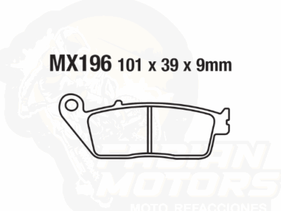 BALATAS DISCO MX2 MX-F123 SNT (196) P/ VT-600 SHADOW, P/ VLX DELUXE '94-'07, P/ VT-750 SHADOW SPIRIT '01-'07