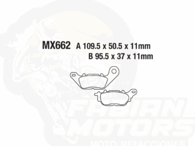 BALATAS DISCO MX2 MX-F218 SNT (662) P/ R3 '15-'21 TRAS.