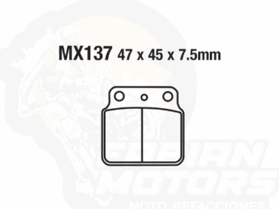 BALATAS DISCO MX2 MX-F143 SBP (137) P/ KSF-400 A1/A2/A3/A6F '03-'06, KFX-400 '03-'06 TRAS.