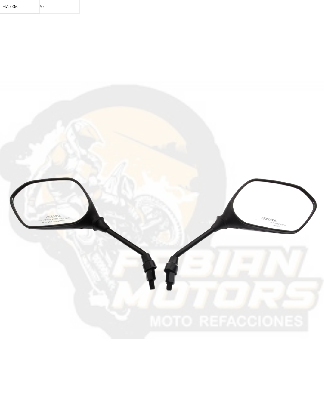 F10010198 JUEGO ESPEJOS ITALIKA CON LOGO Y LEYENDA