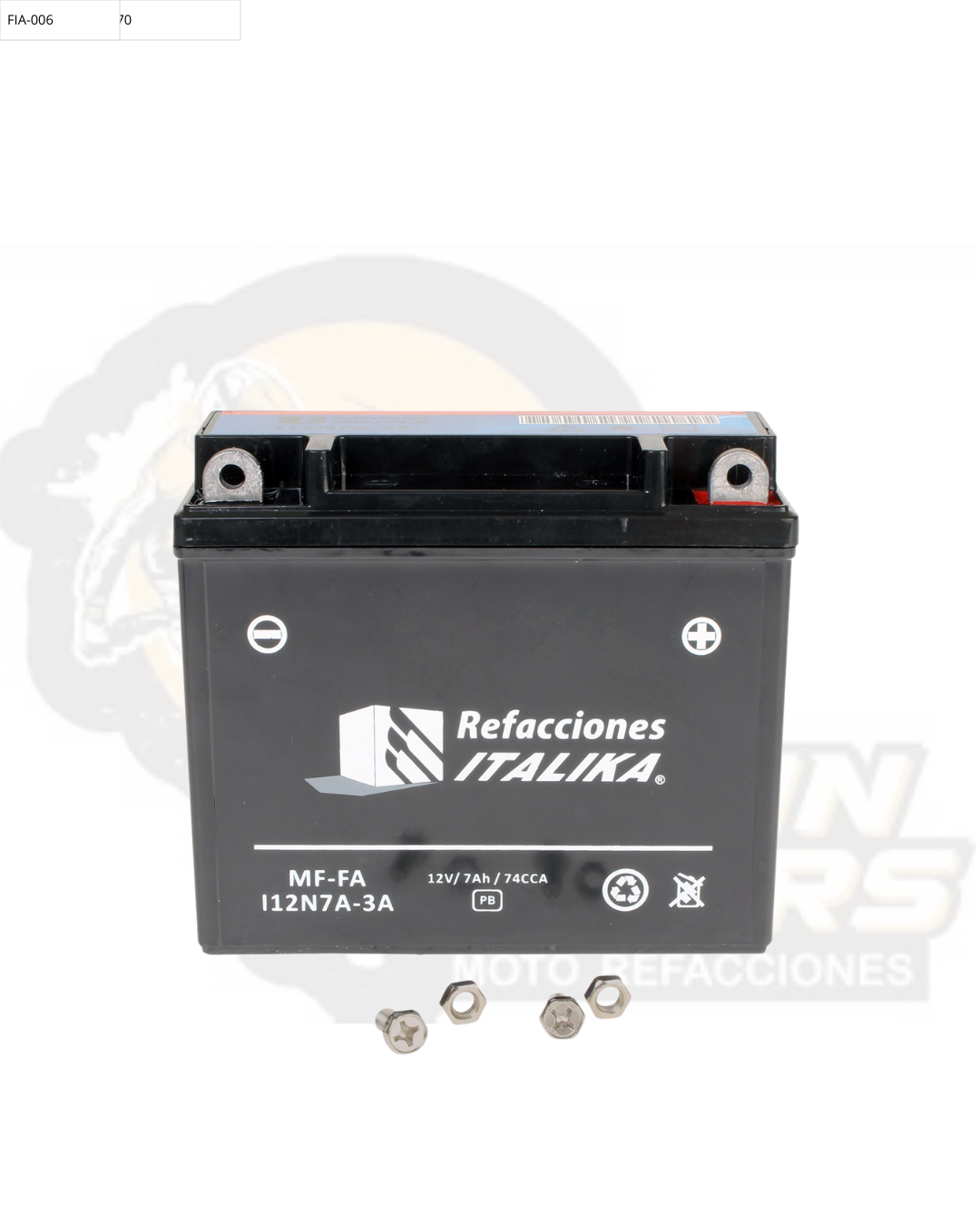 F06010050 BATERIA ITALIKA MF-FA I12N7A-3A