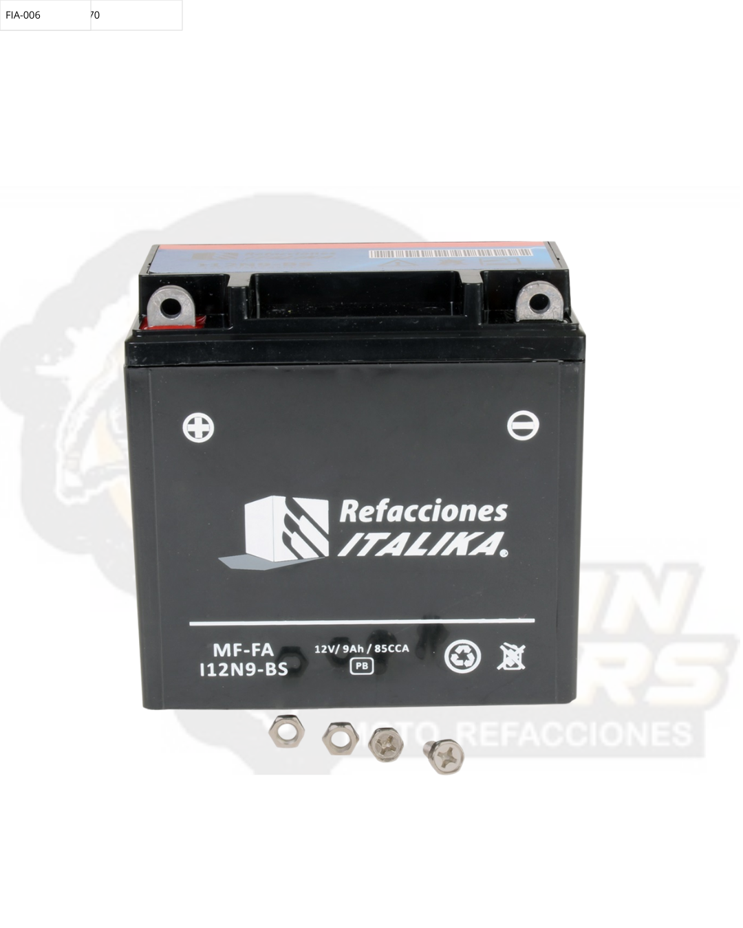 F06010055 BATERIA ITALIKA MF-FA I12N9-BS