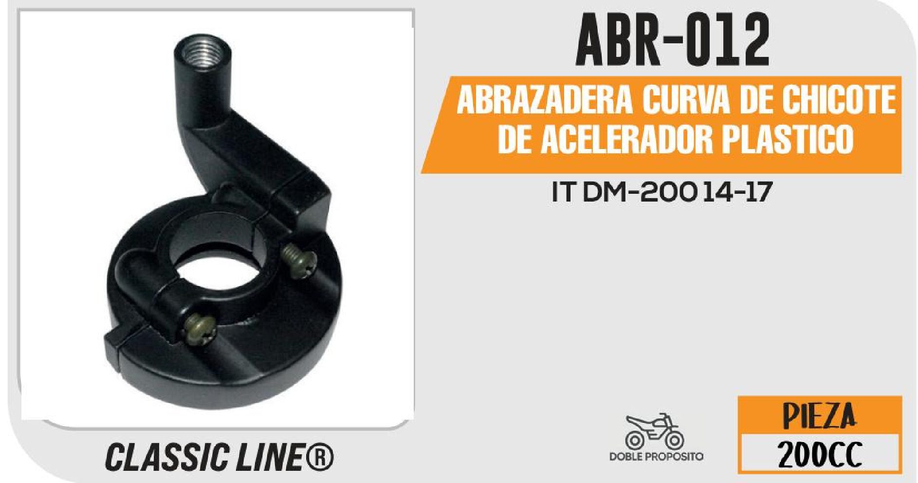ABRAZADERA CURVA DE CHICOTE DE ACELERADOR PLASTICO / ABR-012