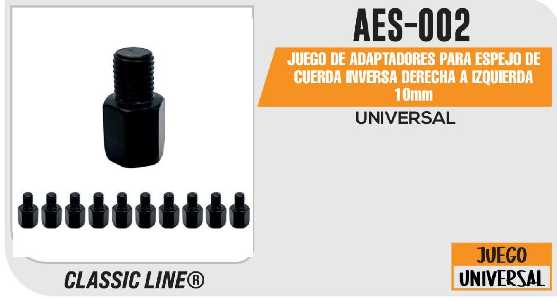 VIVATUMOTO - JUEGO DE ADAPTADORES PARA ESPEJO DE CUERDA INVERSA DERECHA A IZQUIERDA 10MM / AES-002