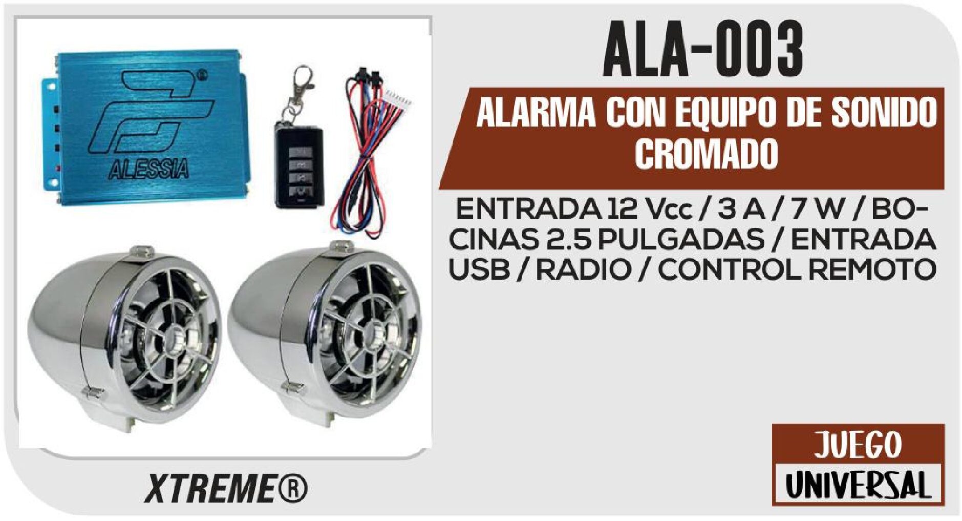 ALARMA CON EQUIPO DE SONIDO CROMADO / ALA-003