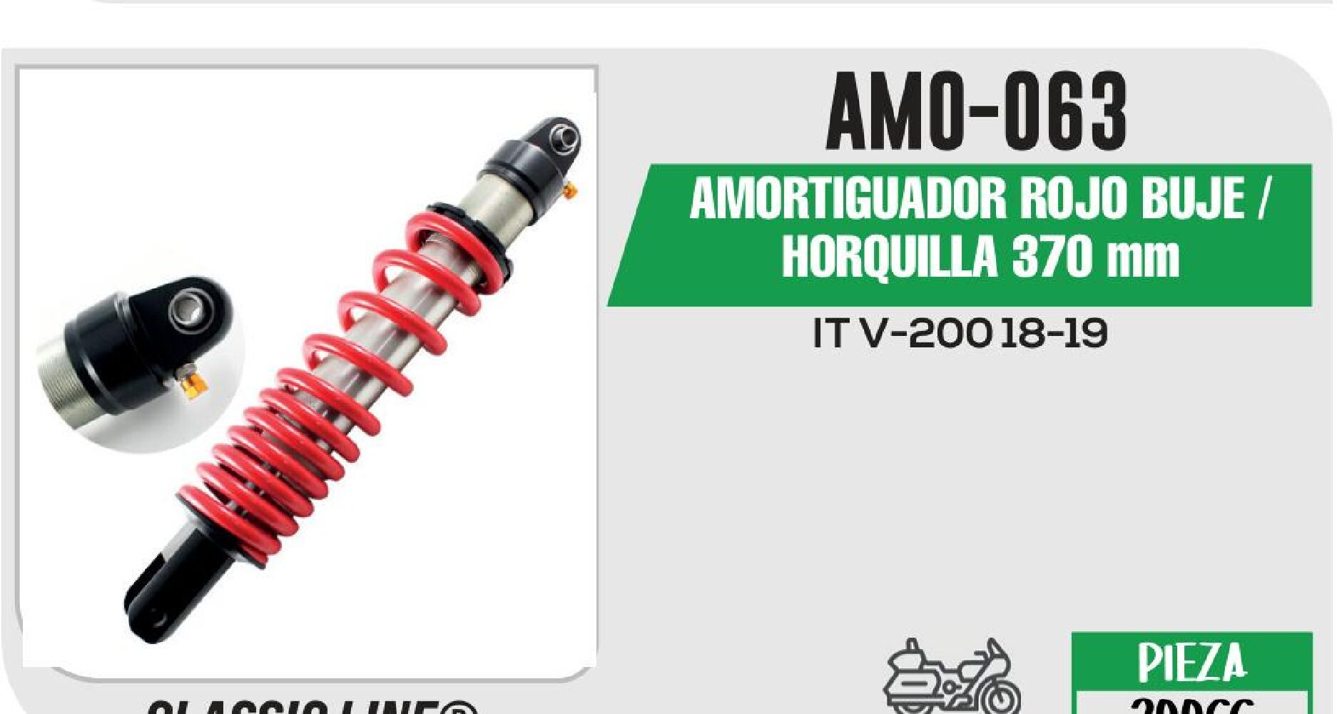 AMORTIGUADOR ROJO BUJE / HORQUILLA 370 mm / AMO-063
