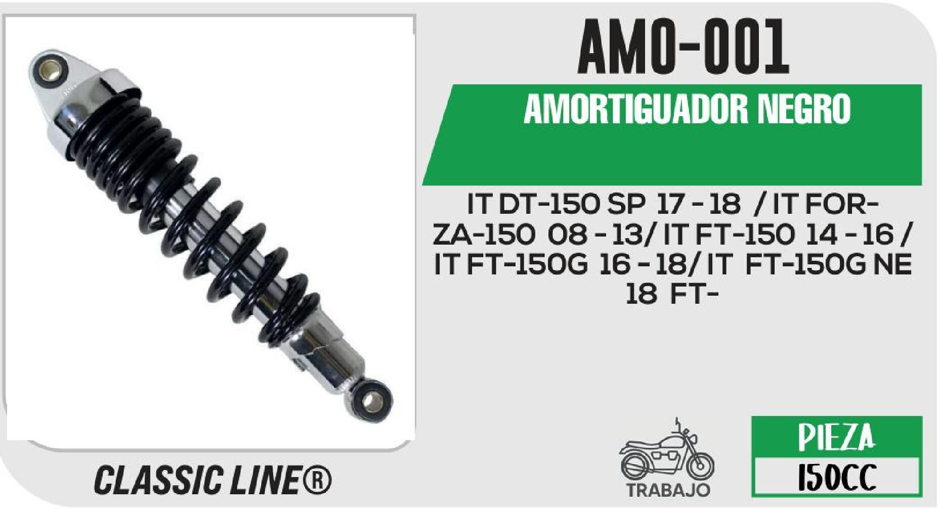 AMORTIGUADOR NEGRO / 32cm CON BUJE / AMO-001