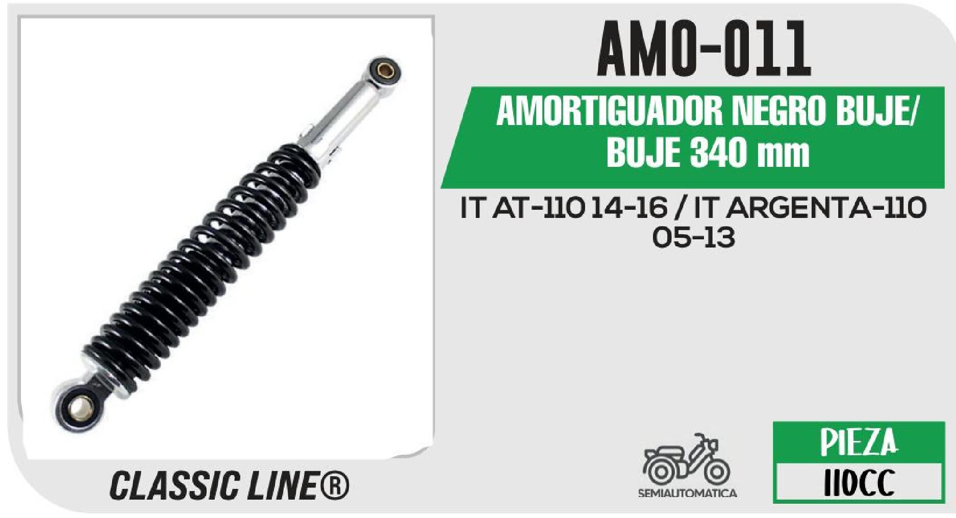 AMORTIGUADOR CROMADO / BUJE 34cm / AMO-011