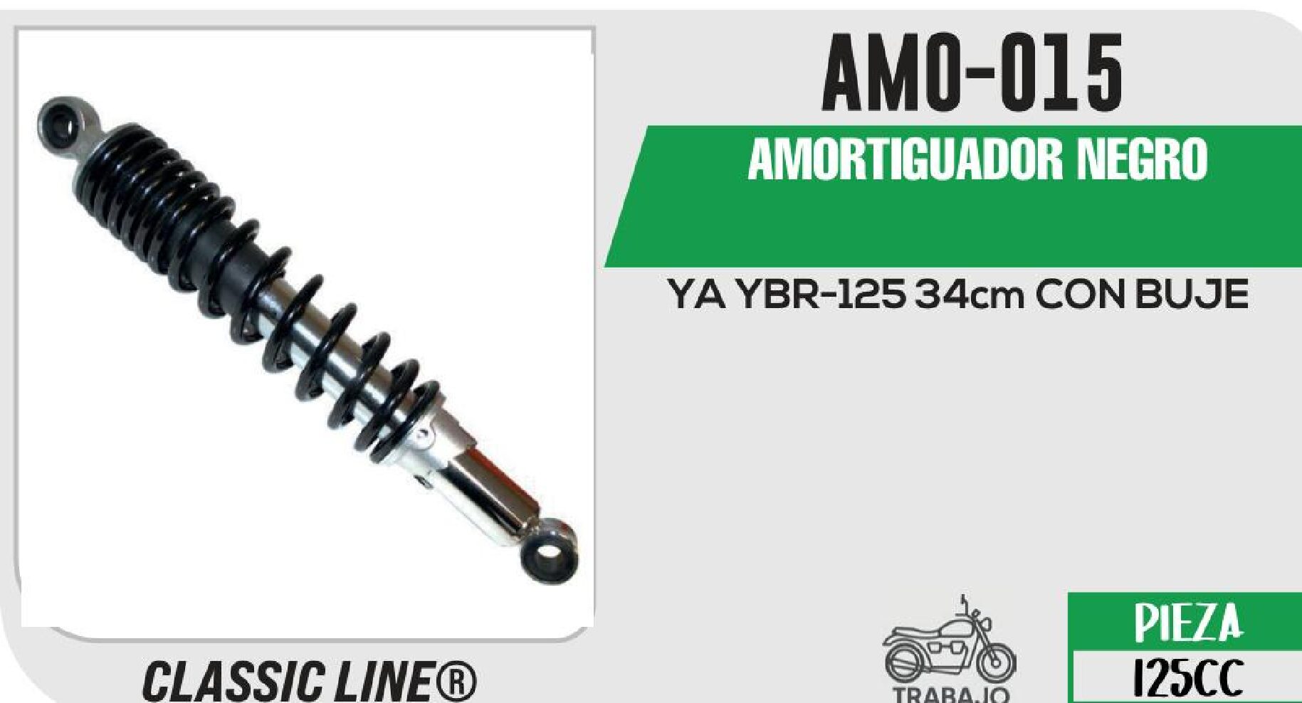 AMORTIGUADOR NEGRO 34cm CON BUJE / AMO-015