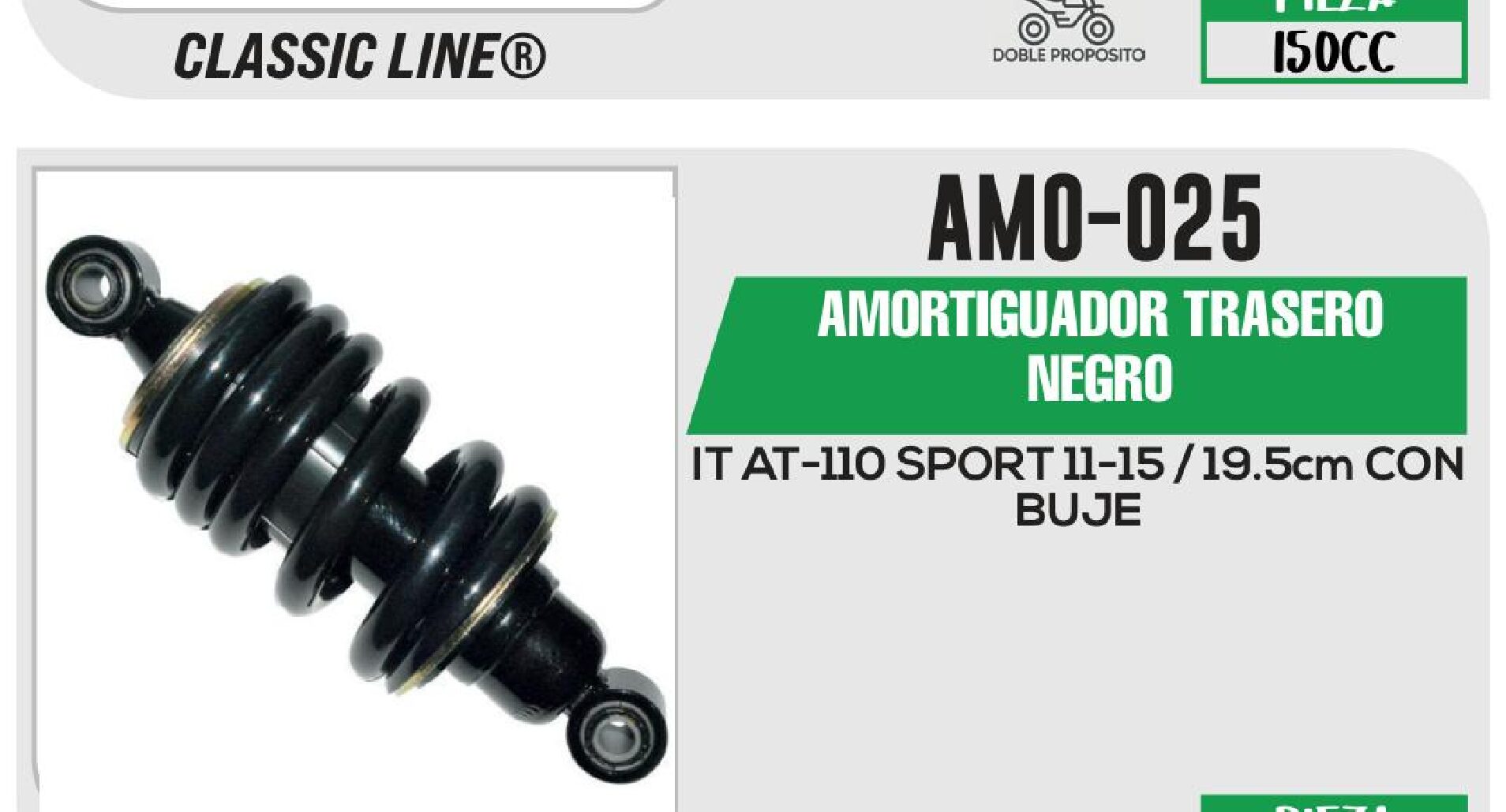 AMORTIGUADOR TRASERO NEGRO / AMO-025