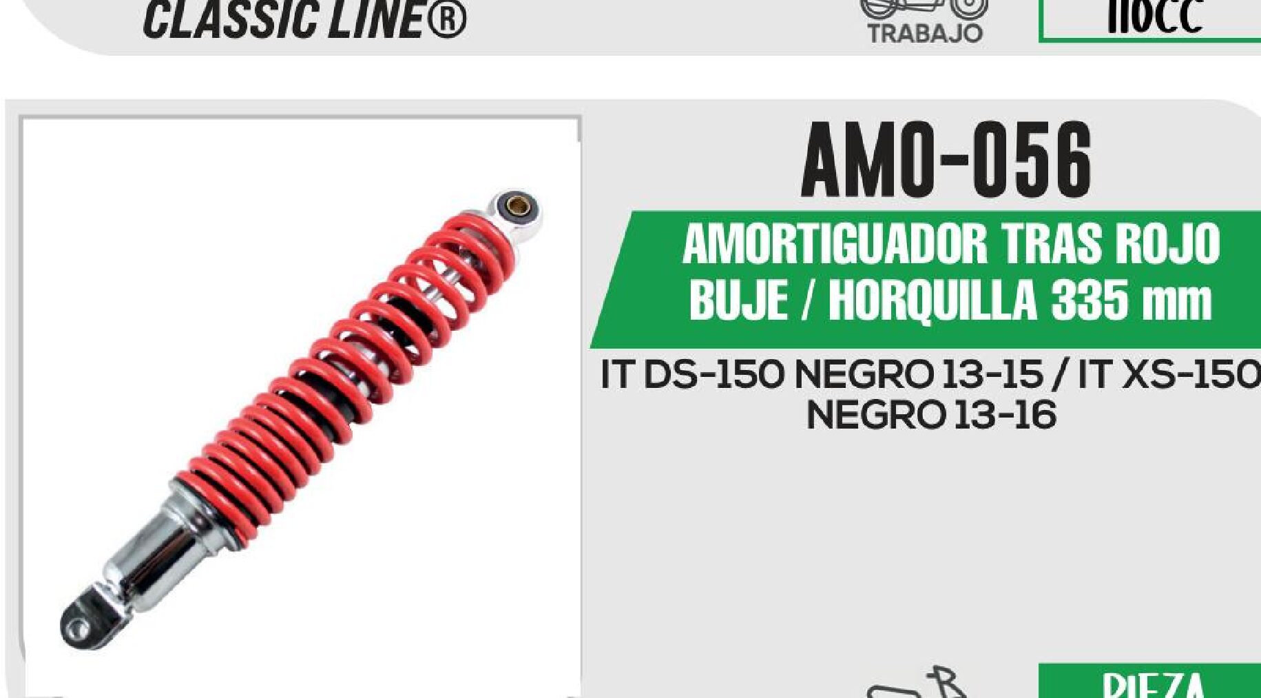 AMORTIGUADOR ROJO BUJE / HORQUILLA 335mm / AMO-056