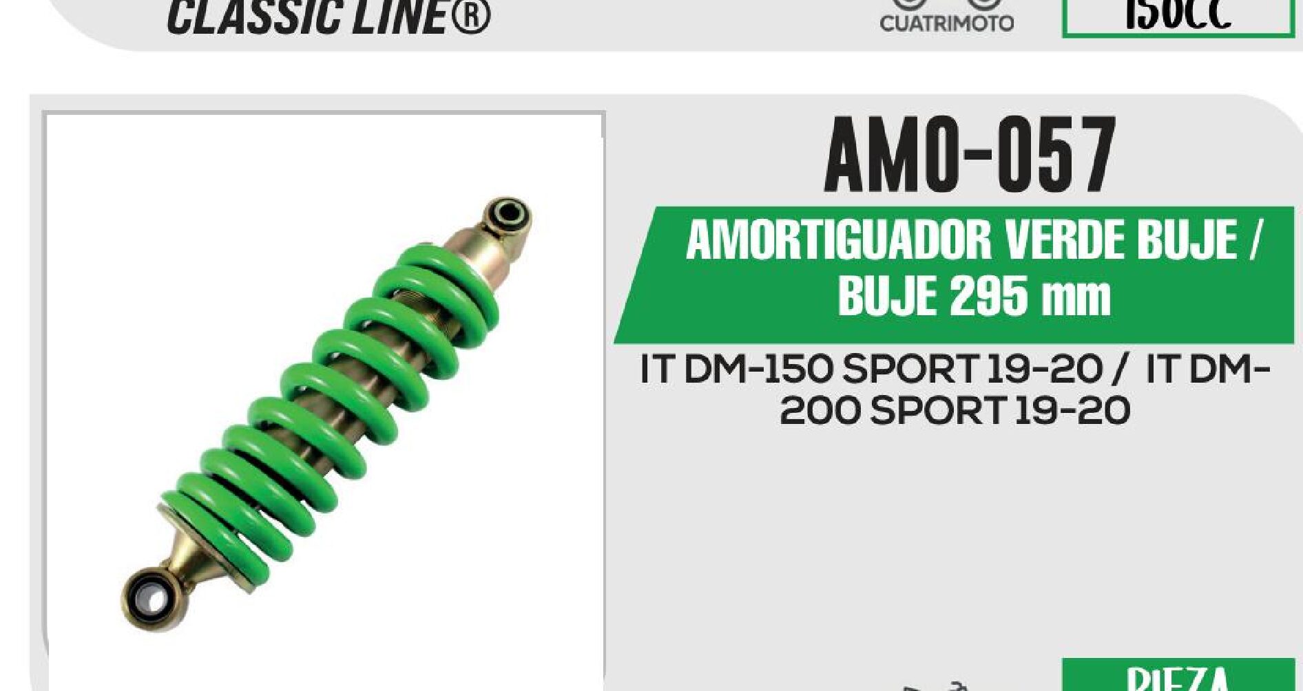 AMORTIGUADOR VERDE BUJE / BUJE 295 mm / AMO-057