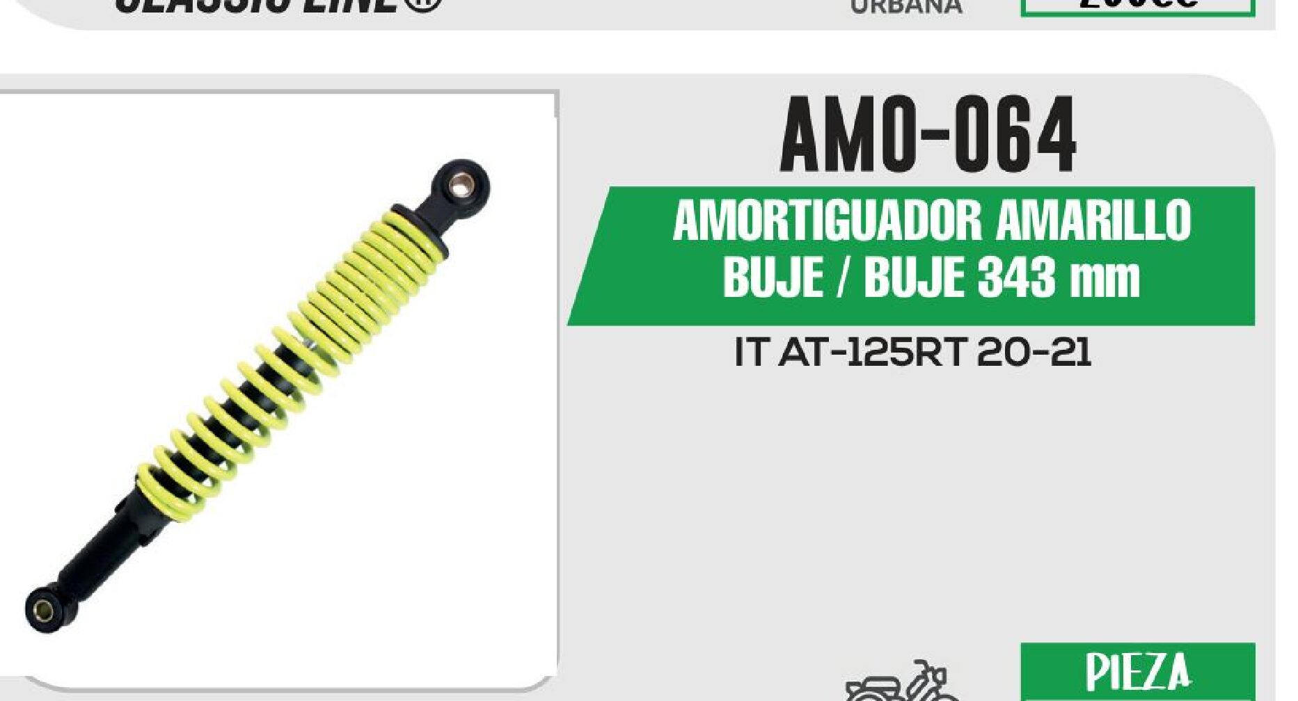 AMORTIGUADOR AMARILLO BUJE / BUJE 343 mm / AMO-064