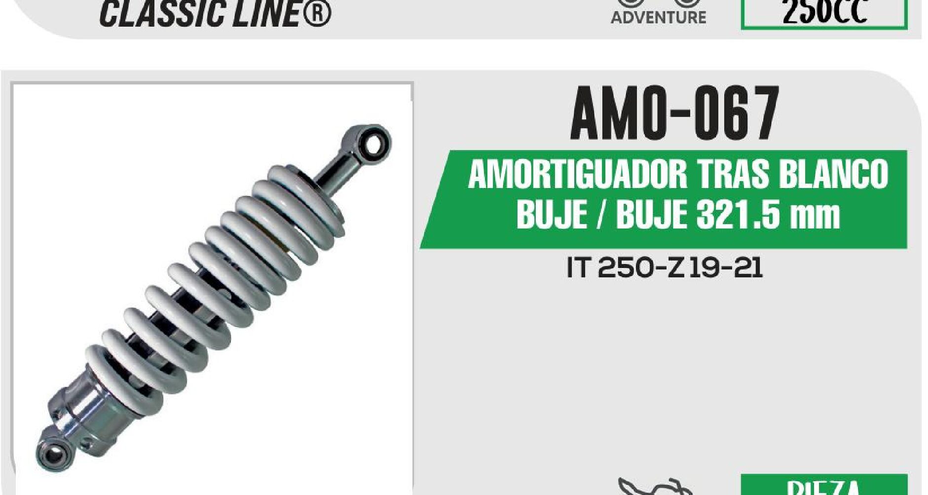 AMORTIGUADOR TRAS BLANCO BUJE / BUJE 321.5 mm / AMO-067