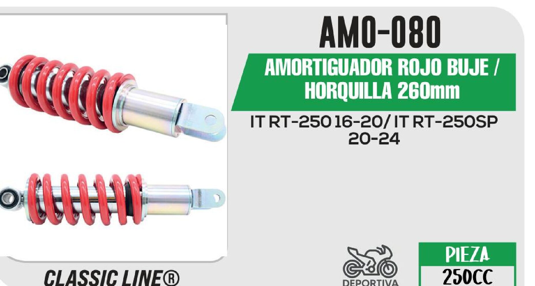 AMORTIGUADOR ROJO BUJE / HORQUILLA 260MM / AMO-080