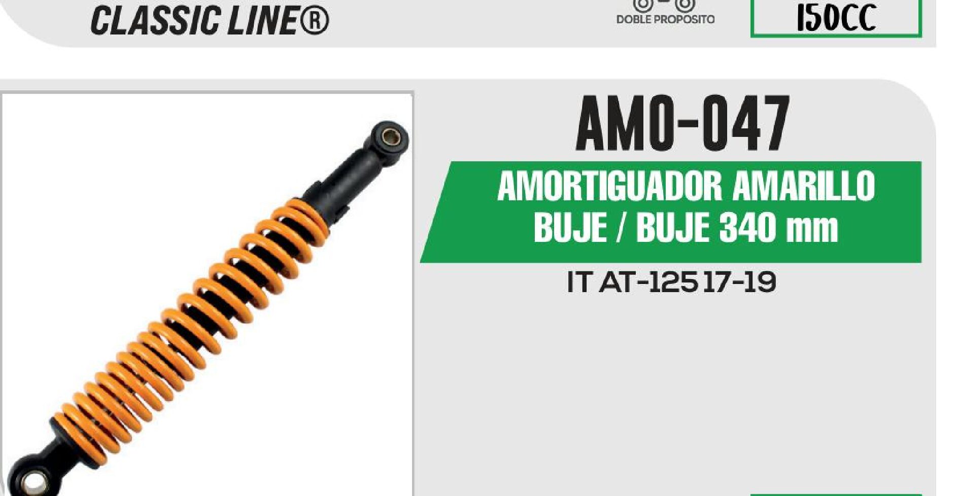AMORTIGUADOR AMARILLO BUJE / BUJE 340 mm / AMO-047
