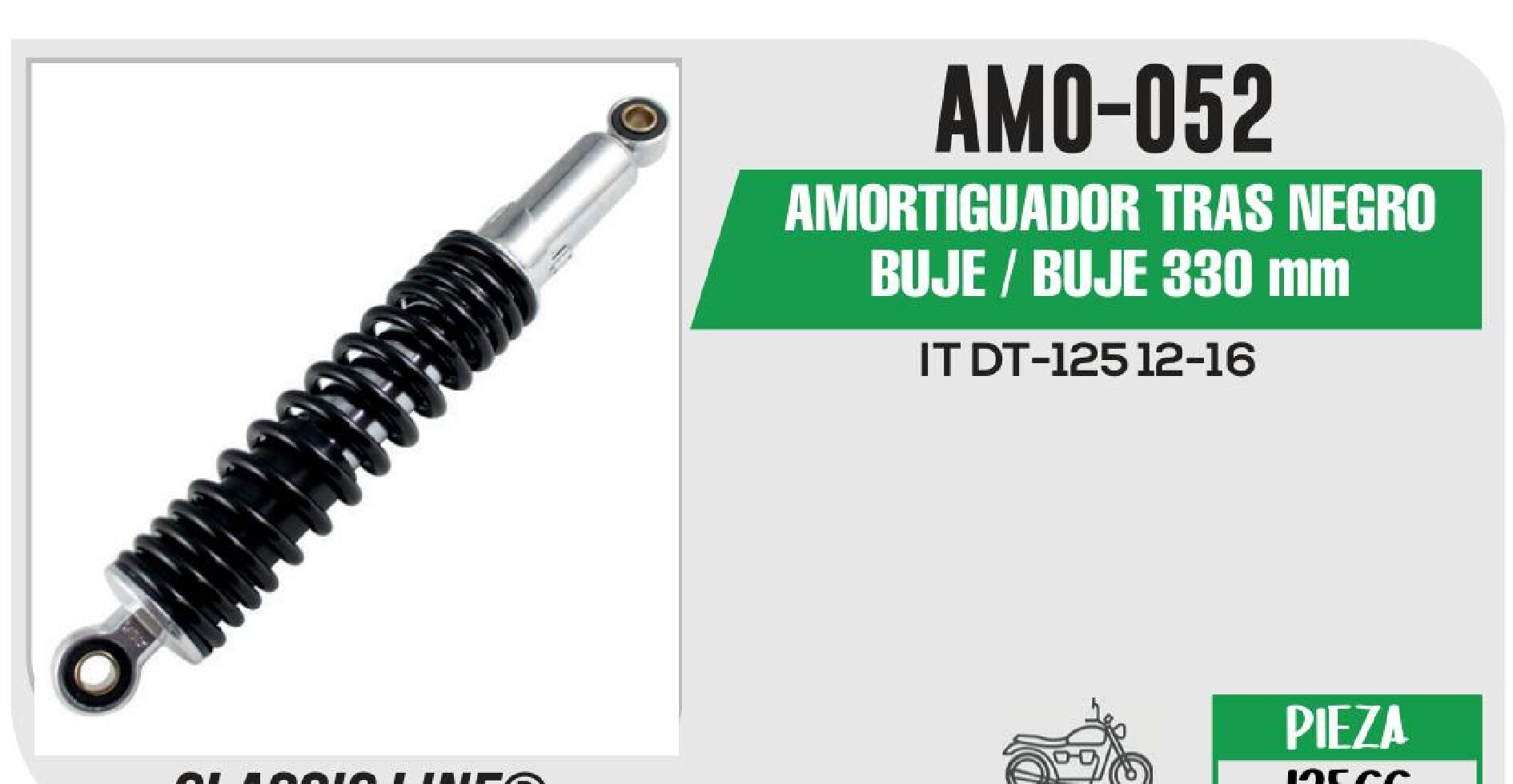 AMORTIGUADOR TRAS NEGRO BUJE / BUJE 330 mm / AMO-052