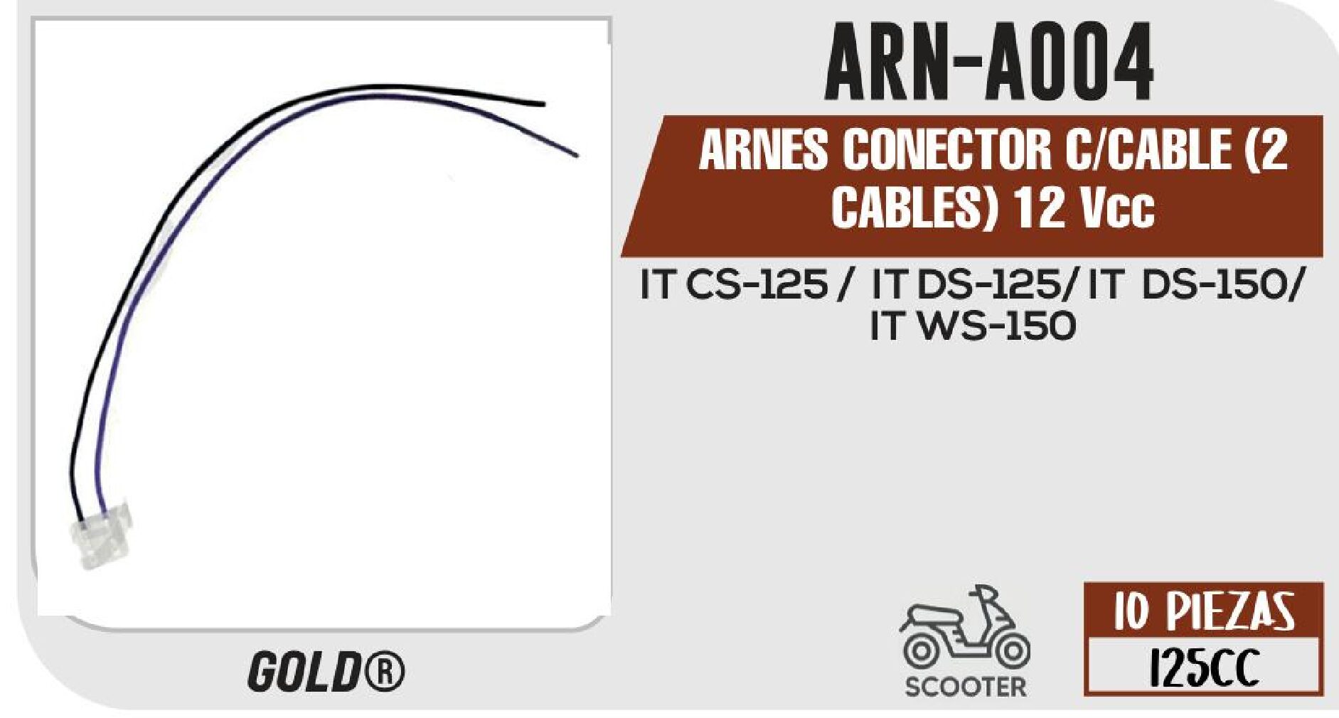 ARNES CONECTOR C/CABLE (2 CABLES) 12 Vcc / ARN-A004