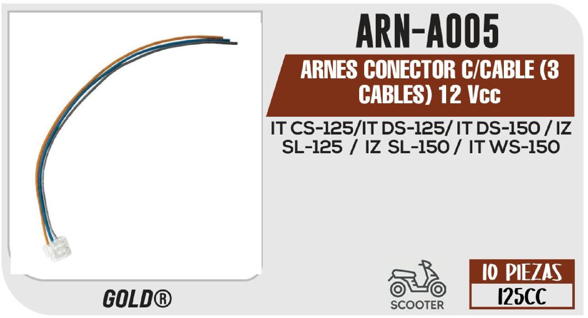 ARNES CONECTOR C/CABLE (3 CABLES) 12 Vcc / ARN-A005