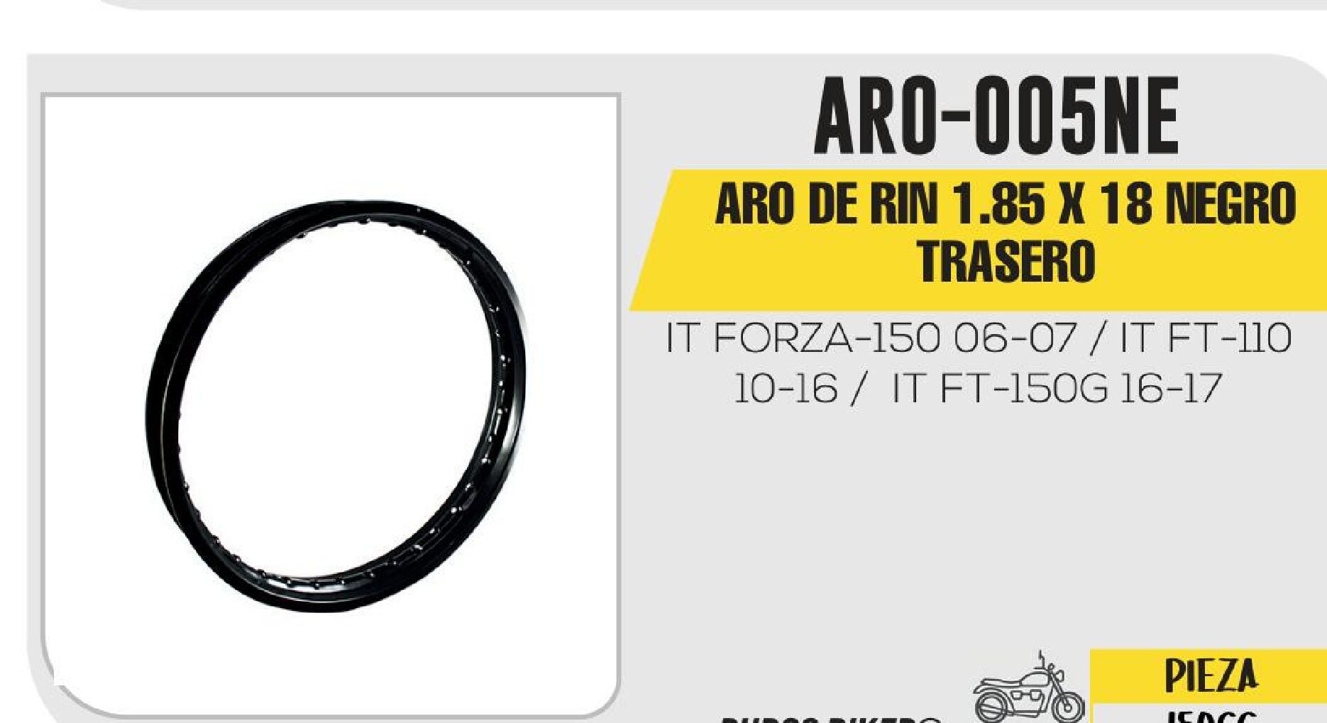 ARO DE RIN 1.85X18 NEGRO TRASERO / ARO-005NE