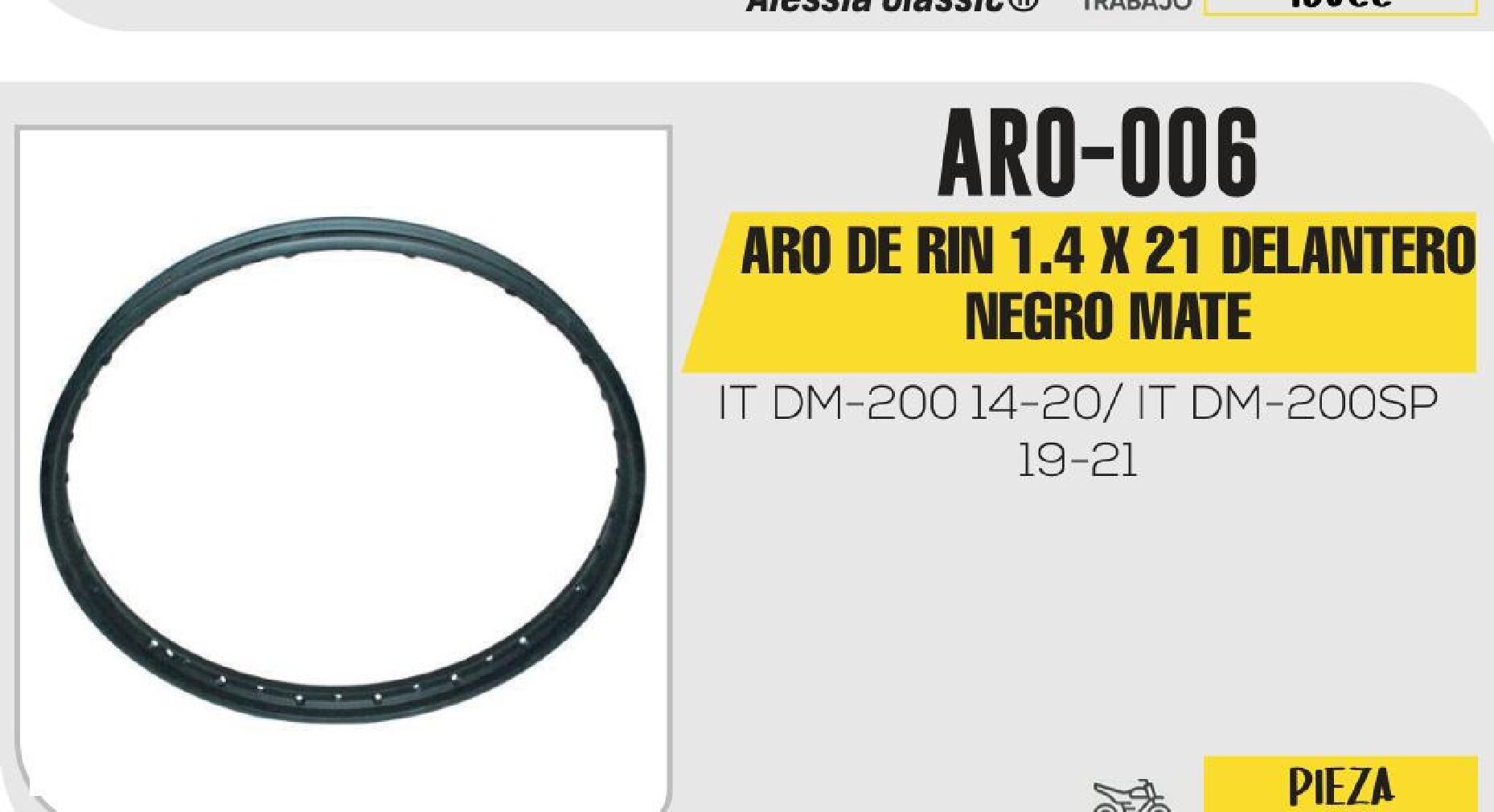 ARO DE RIN 1.4 X 21 DELANTERO NEGRO MATE / ARO-006