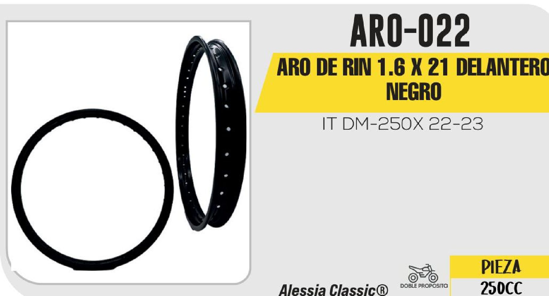 ARO DE RIN 1.6 X 21 DELANTERO NEGRO / ARO-022