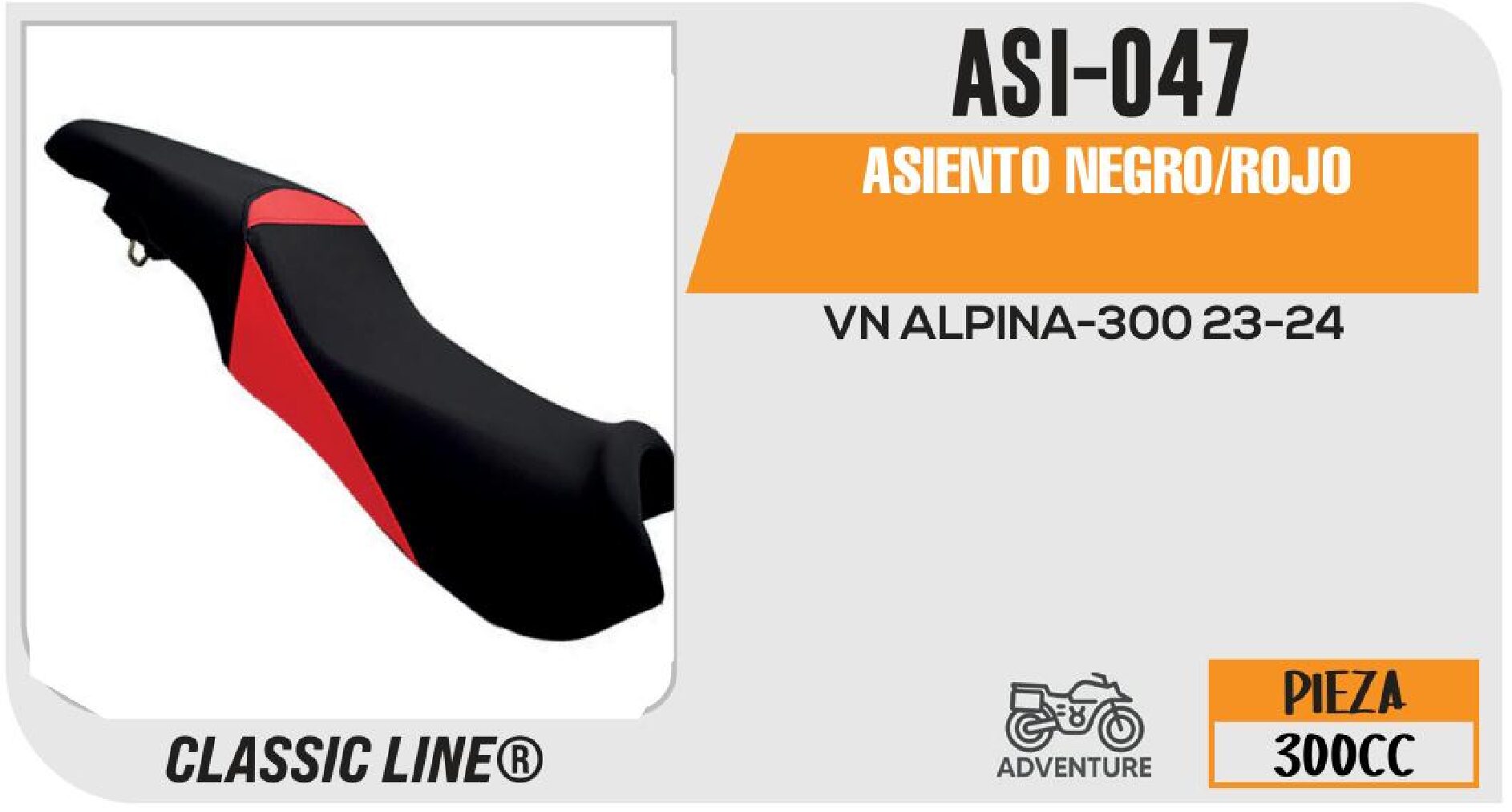 BIKERS - ASIENTO NEGRO/ROJO / ASI-047
