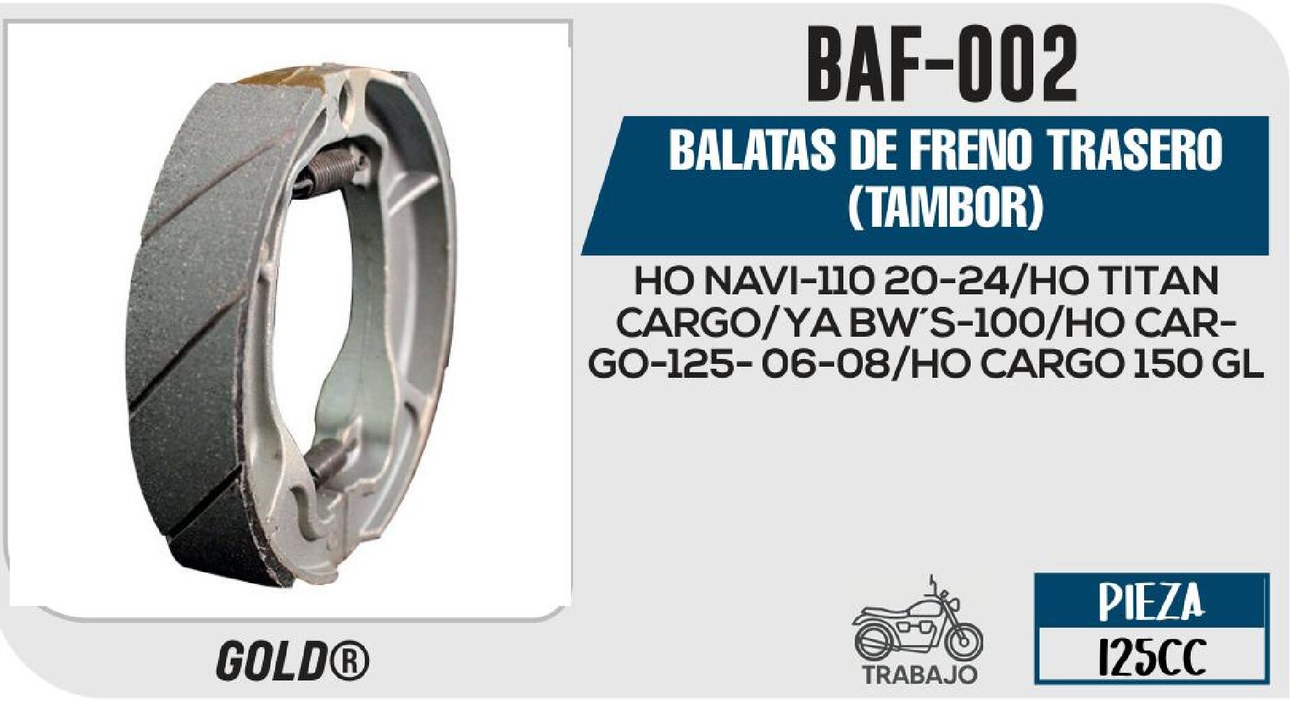 BALATAS DE FRENO TRASERO (TAMBOR) / BAF-002