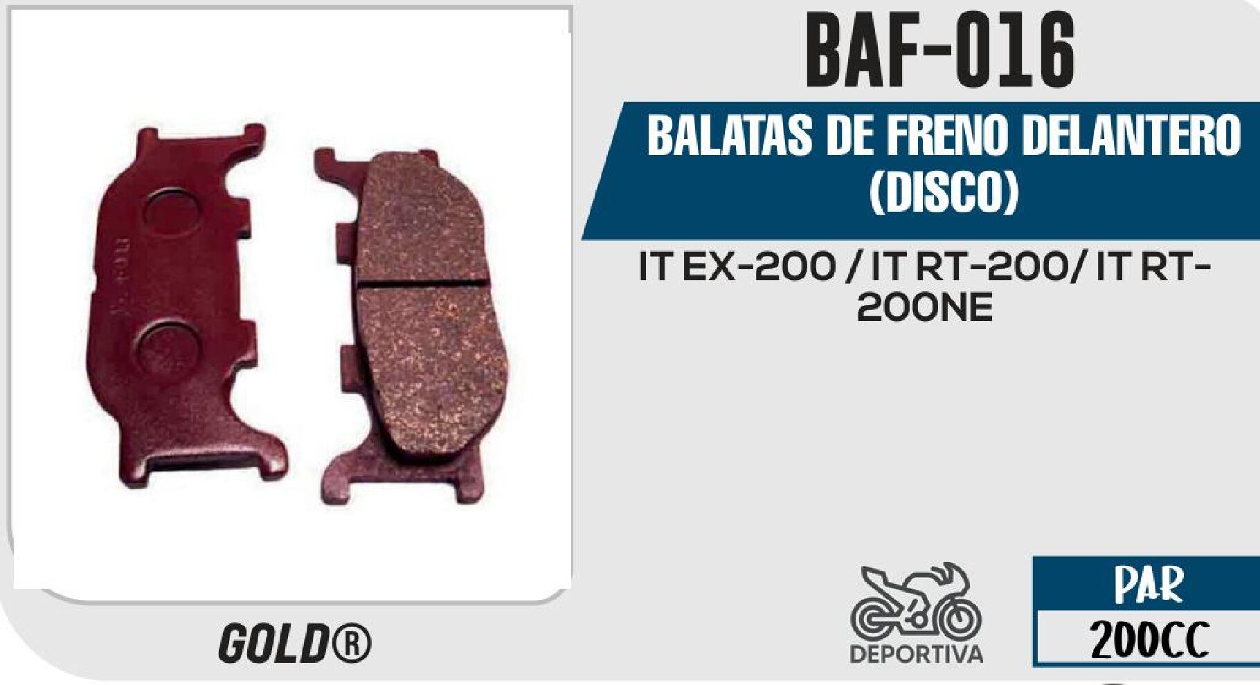 CREDITDAY - BALATAS DE FRENO DELANTERO (DISCO) / BAF-016