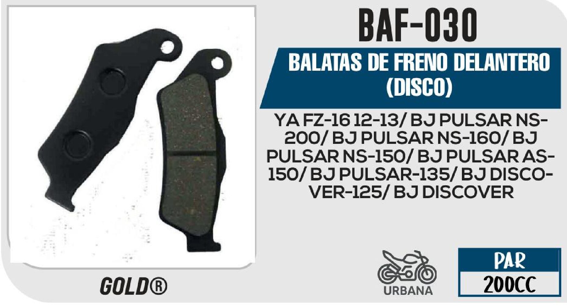 BALATAS DE FRENO DELANTERO (DISCO) / BAF-030