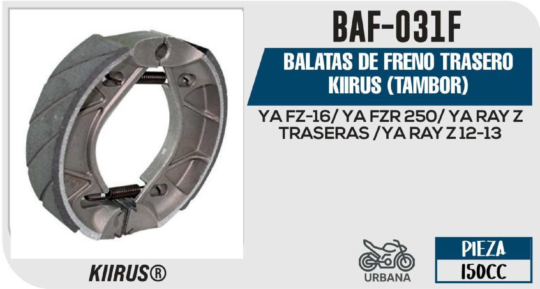 BALATAS DE FRENO TRASERO KIIRUS (TAMBOR) / BAF-031F