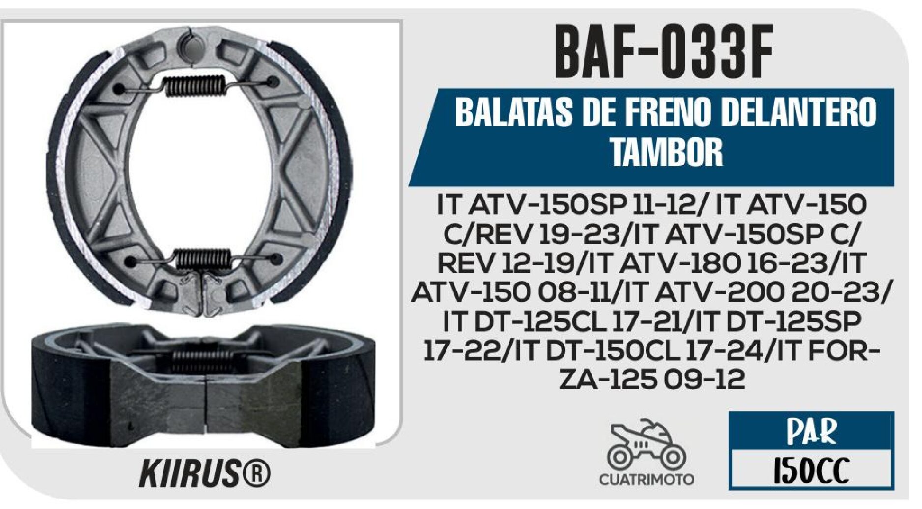 BALATAS DE FRENO DELANTERO TAMBOR / BAF-033F