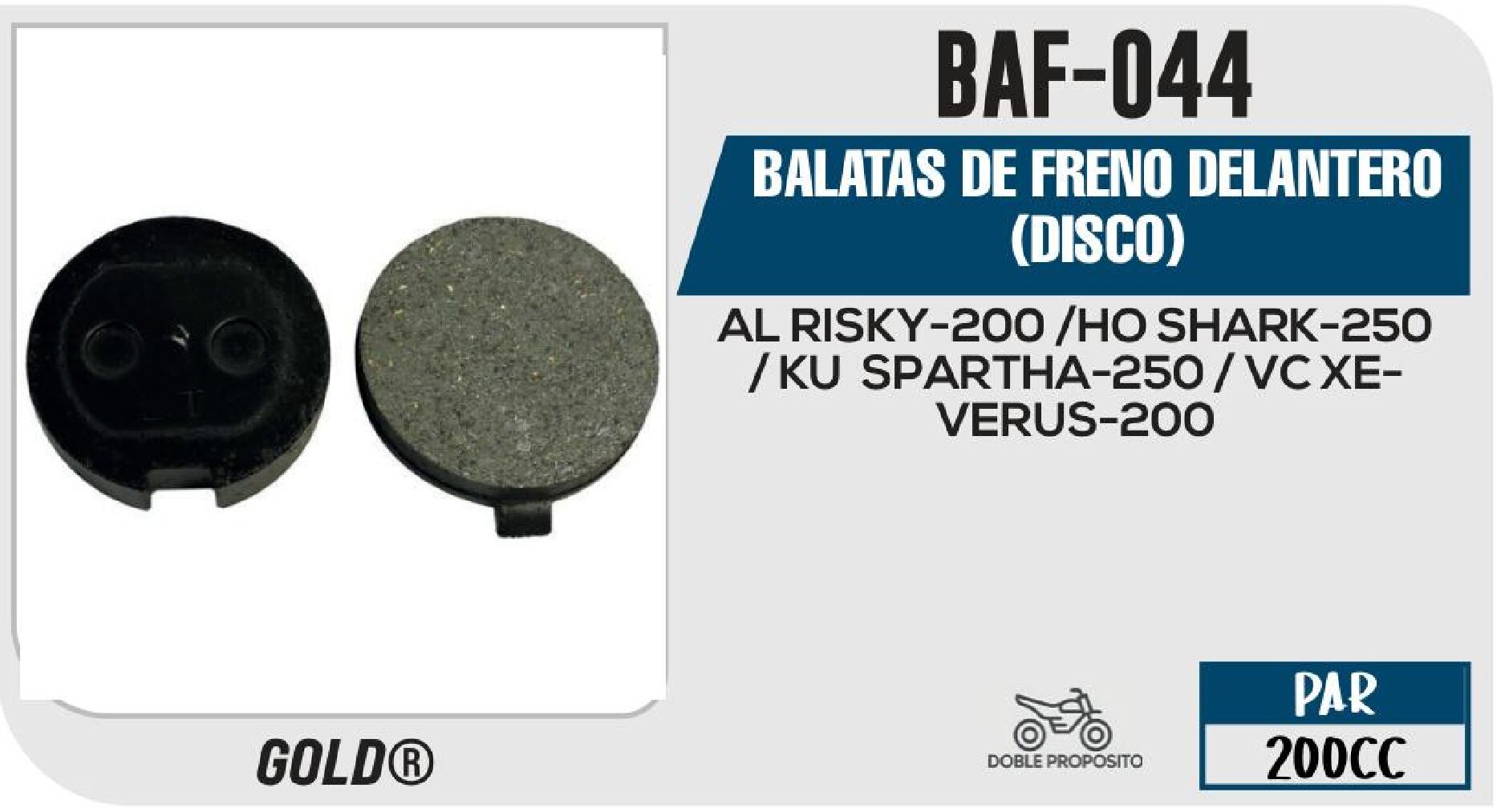 BALATAS DE FRENO DELANTERO (DISCO) / BAF-044
