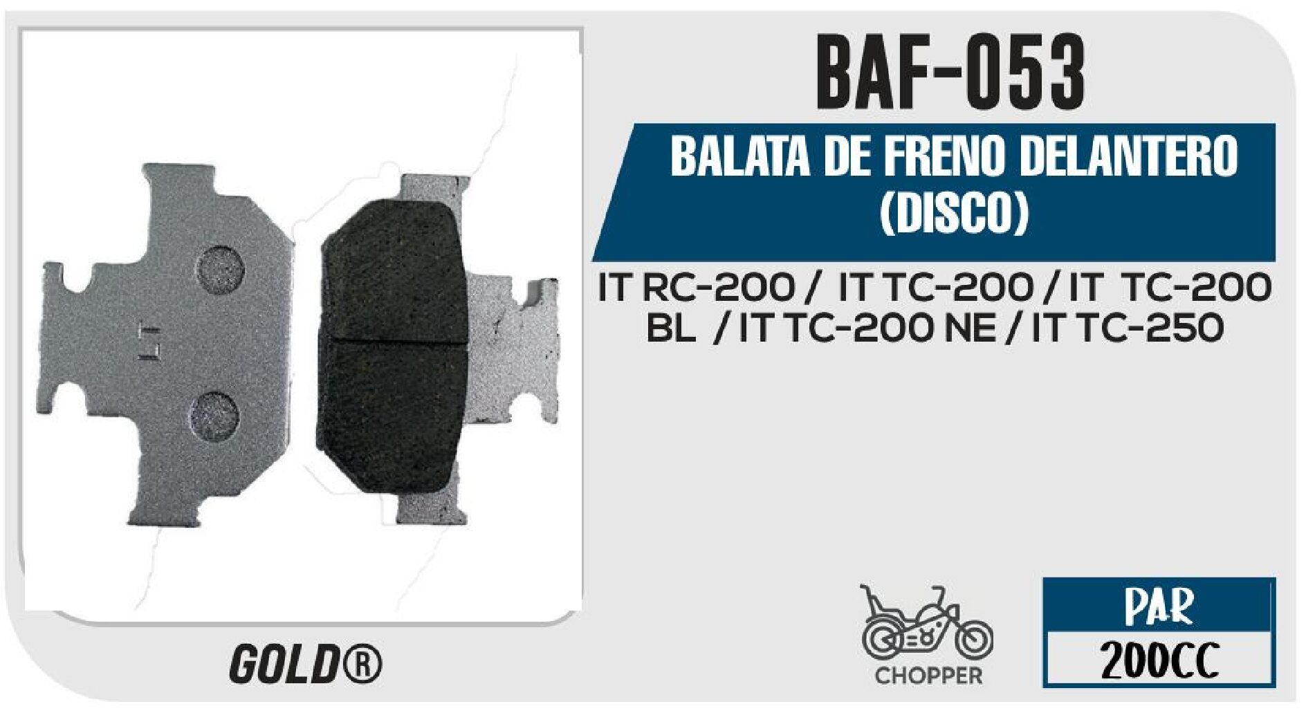BALATA DE FRENO DELANTERO (DISCO) / BAF-053