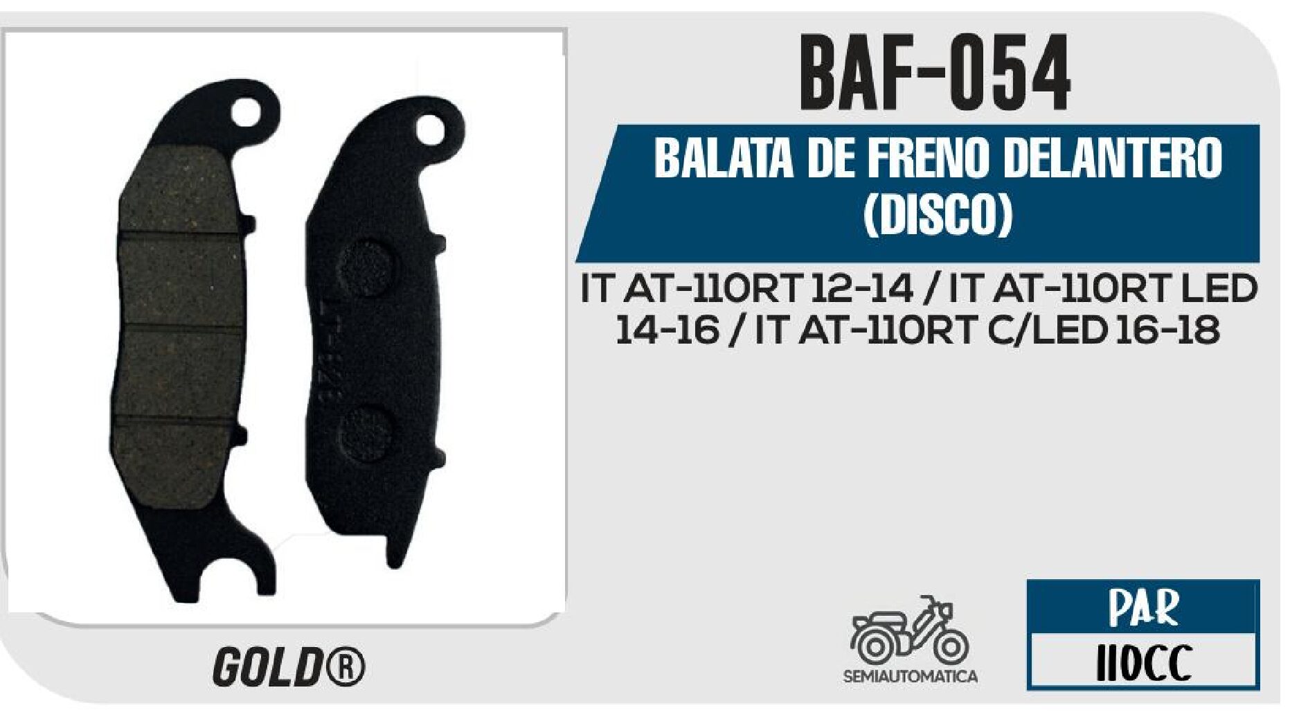 BALATA DE FRENO DELANTERO (DISCO) / BAF-054