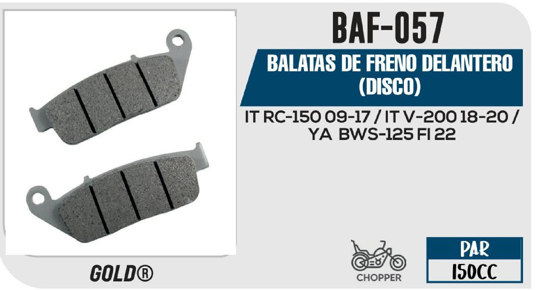 BALATAS DE FRENO DELANTERO (DISCO) / BAF-057