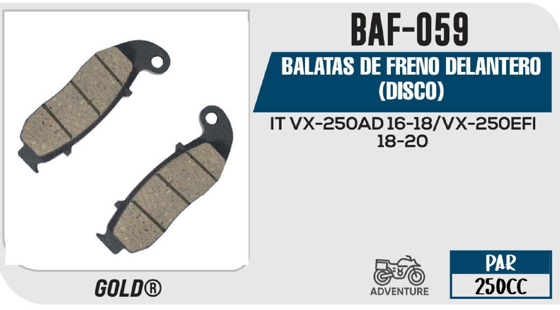 BALATAS DE FRENO DELANTERO (DISCO) / BAF-059