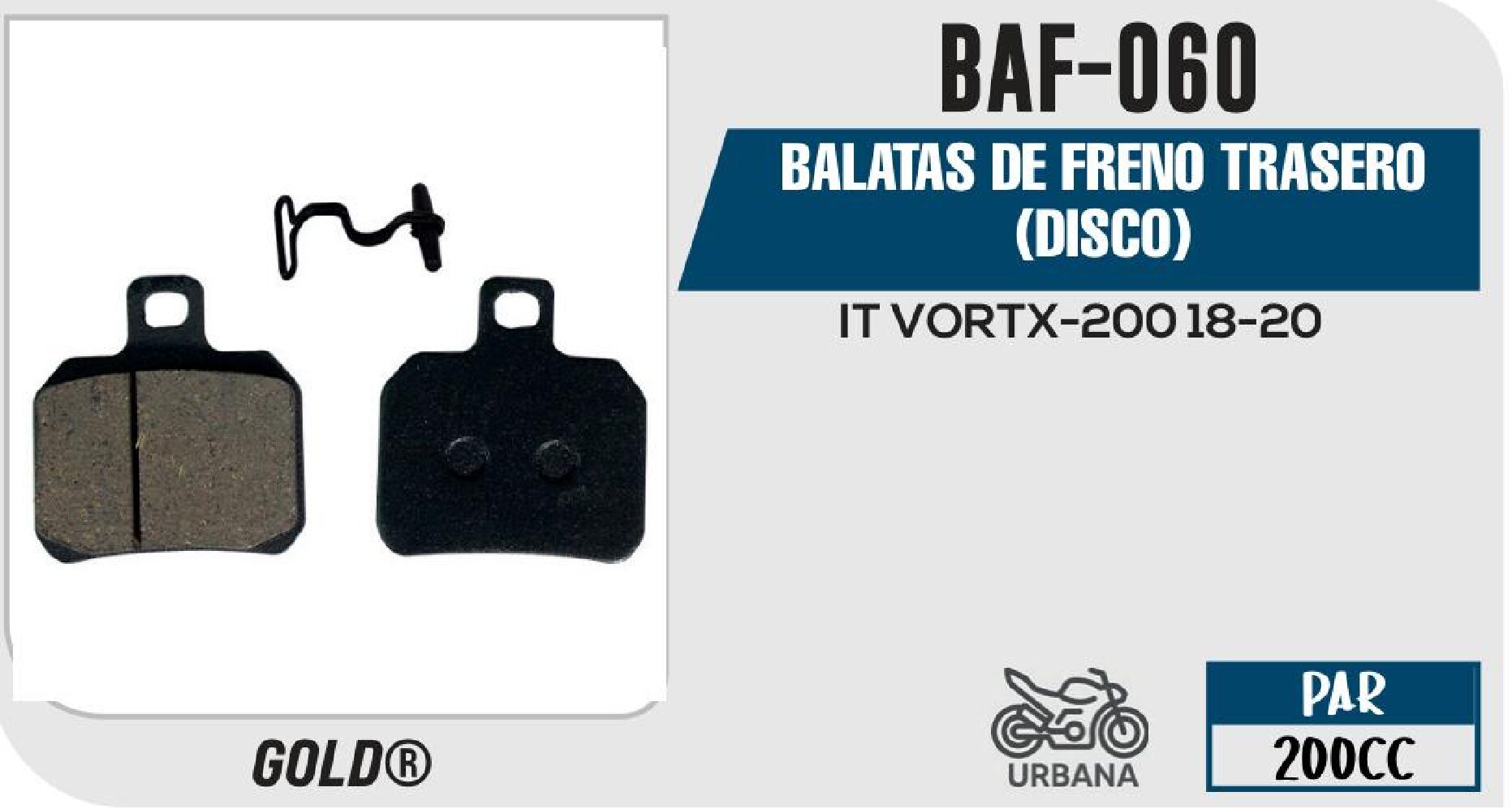 BALATAS DE FRENO TRASERO (DISCO) / BAF-060