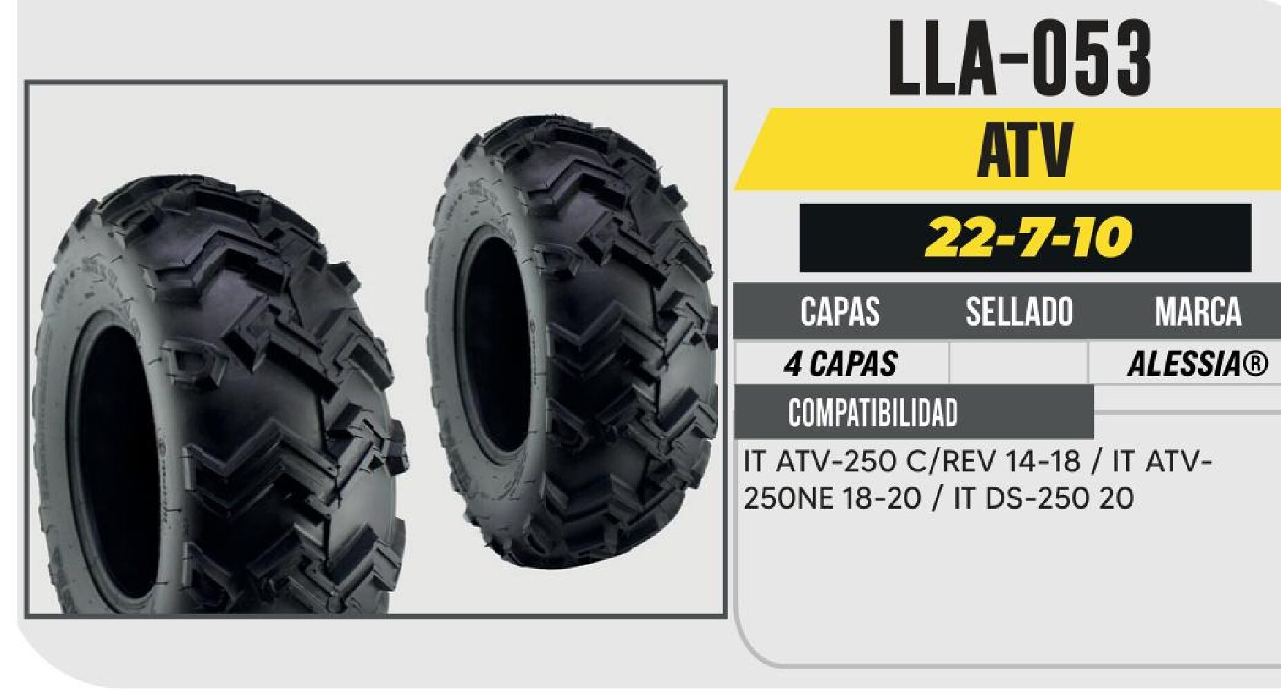 LLANTA 22-7-10 PARA CUATRIMOTO 4PR P306 / LLA-053