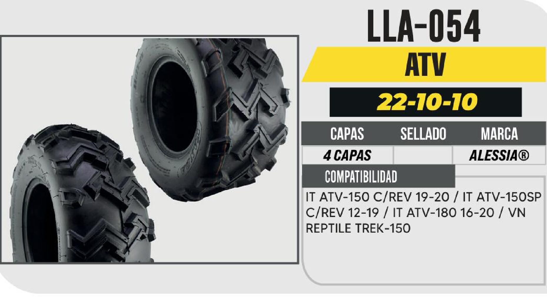 LLANTA 22-10-10 PARA CUATRIMOTO 4PR P306 / LLA-054
