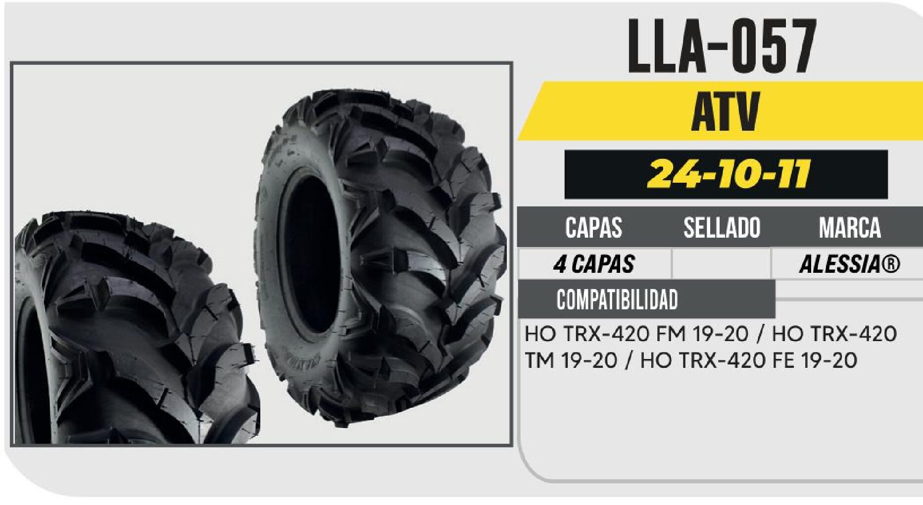 LLANTA 24-10-11 TRASERA PARA CUATRIMOTO 4PR P341 / LLA-057