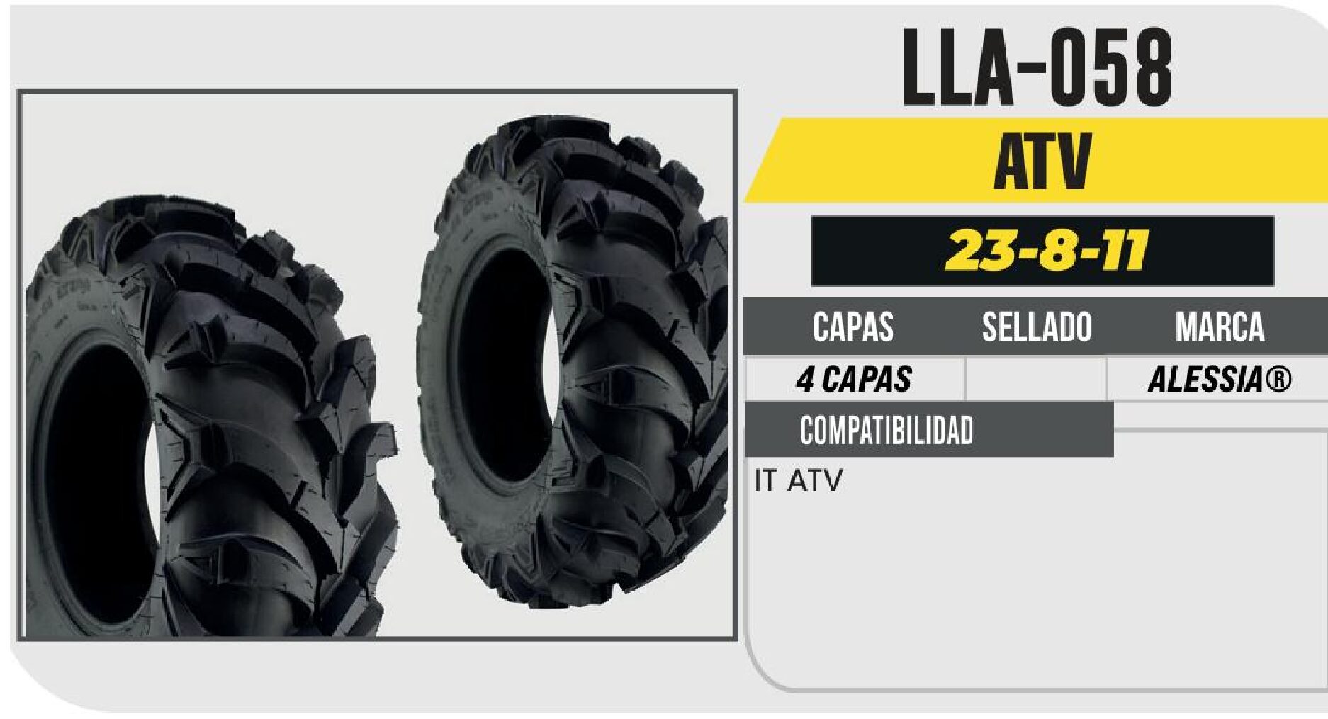 LLANTA 23-8-11 DELANTERA PARA CUATRIMOTO 4PR P341 / LLA-058