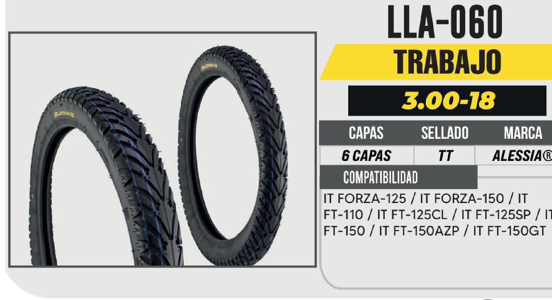 LLANTA 3.00-18 PREMIUM 6 CAPAS 315 CALLE USA CAMARA (TT) / LLA-060