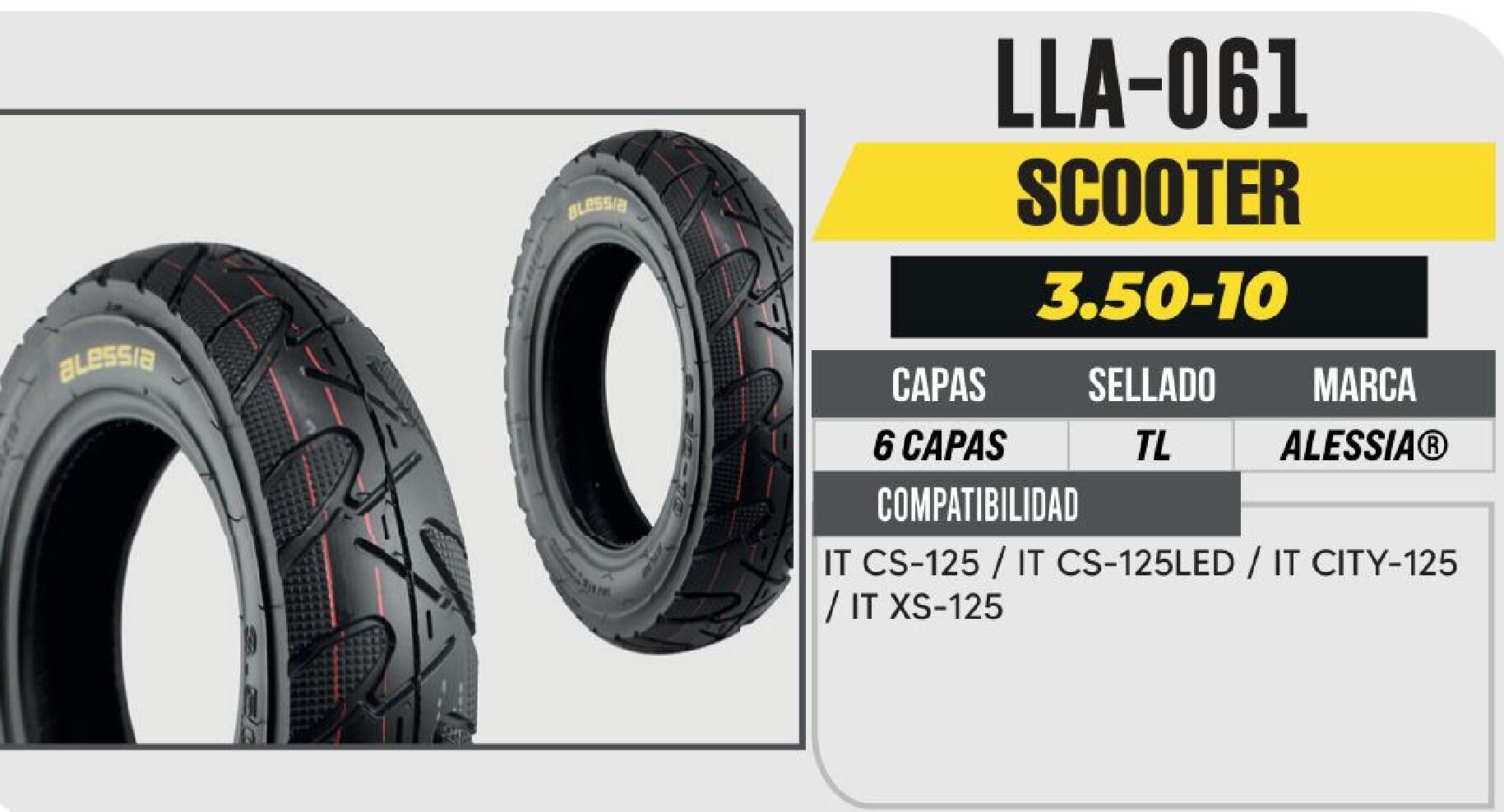 LLANTA 3.50-10 PREMIUM 6 CAPAS 332 CALLE NO USA CAMARA (TL) / LLA-061