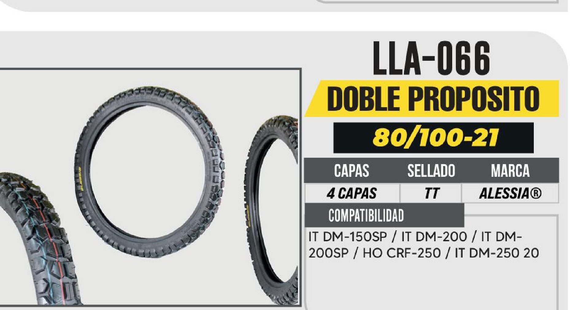 LLANTA 80/100-21 PREMIUM 4 CAPAS P510 DOBLE PROPOSITO USA CAMARA (TT) / LLA-066