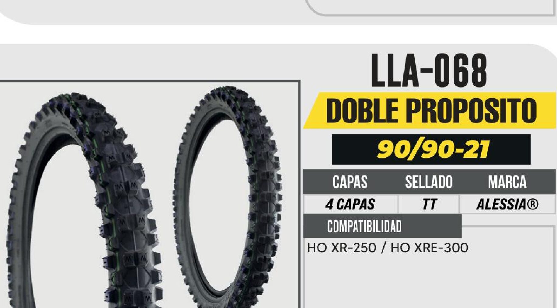 LLANTA 90/90-21 4 CAPAS PG18T TODO TERRENO USA CAMARA (TT) / LLA-068
