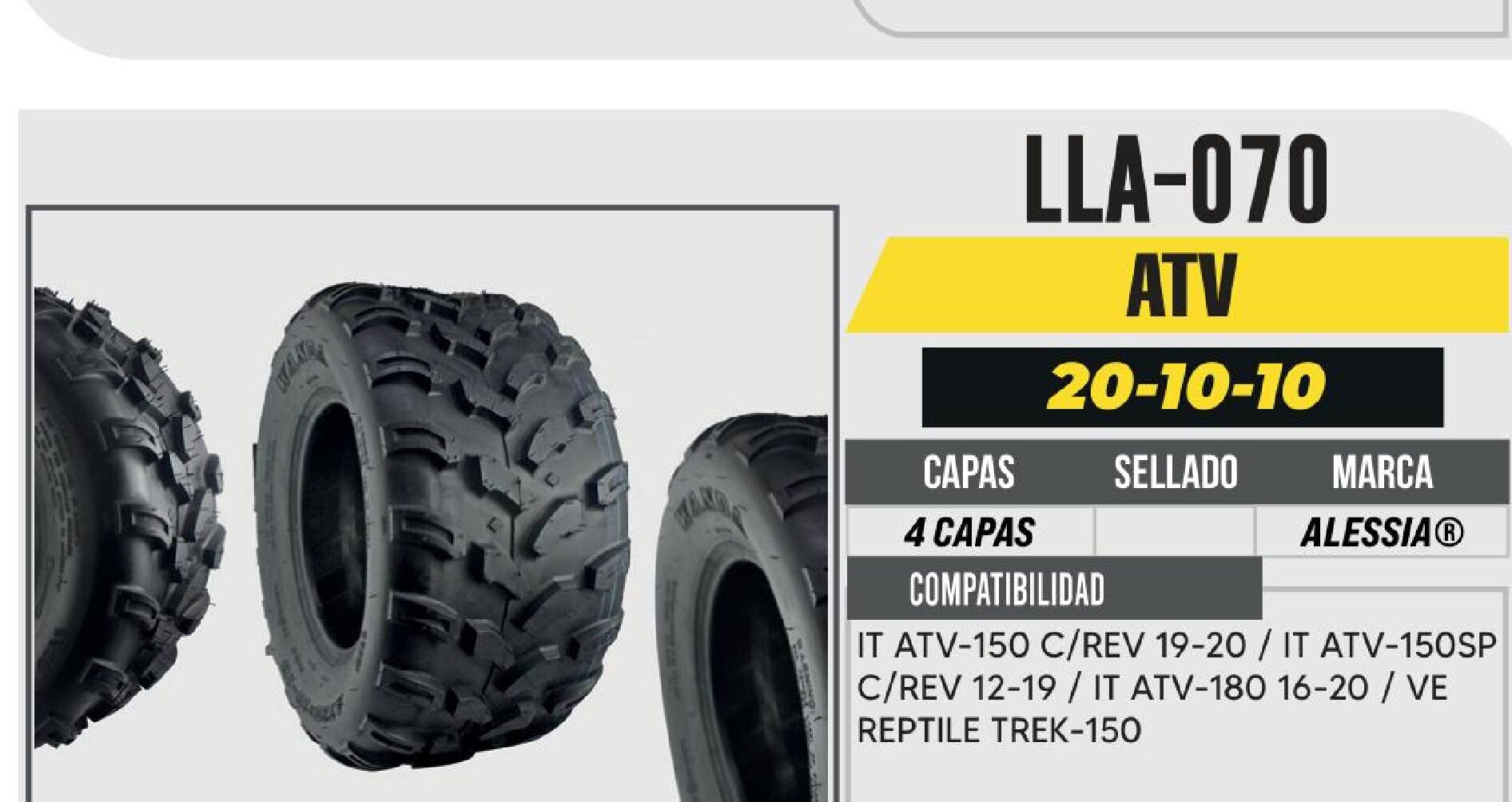 POWER - LLANTA 20-10-10 PARA CUATRIMOTO 4PR P361 / LLA-070